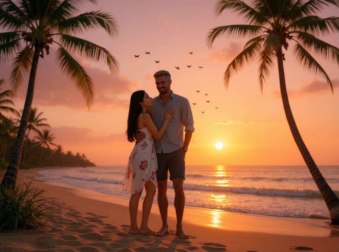 Happy couple at beach